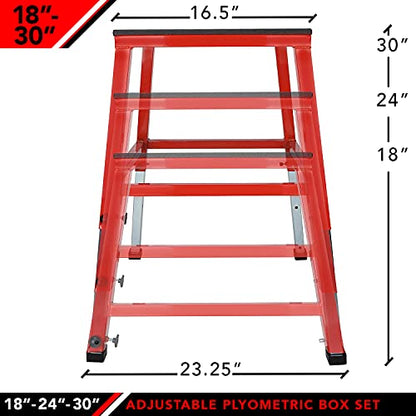 JFIT Plyometric Boxes - Made in Taiwan NO Assembly Required Single - Height Box Set and Adjustable Box Options Plyometric Platform and Jumping Agility Box for Training Conditioning Strength Training - style: 18"- 30" Adjustable (Single Plyo Box)