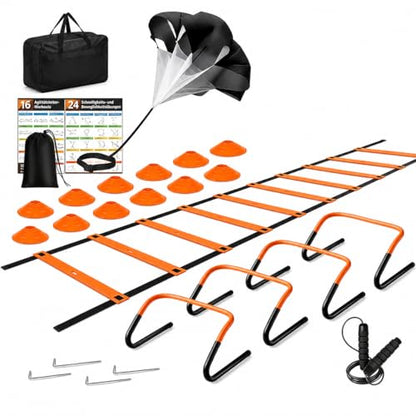 Multicolor Agility Ladder Set, Speed Agility Kit for Football Training, 12 Piece Speed Training Equipment for Kids, Full Training Set