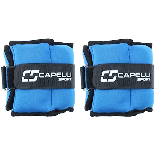 Capelli Sport Ankle and Wrist Weights, Leg and Arm Weights with Adjustable Straps, Blue, 4 lbs, Set of 2