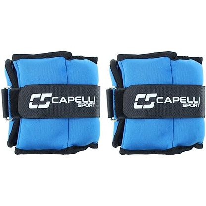 Capelli Sport Ankle and Wrist Weights, Leg and Arm Weights with Adjustable Straps, Blue, 4 lbs, Set of 2