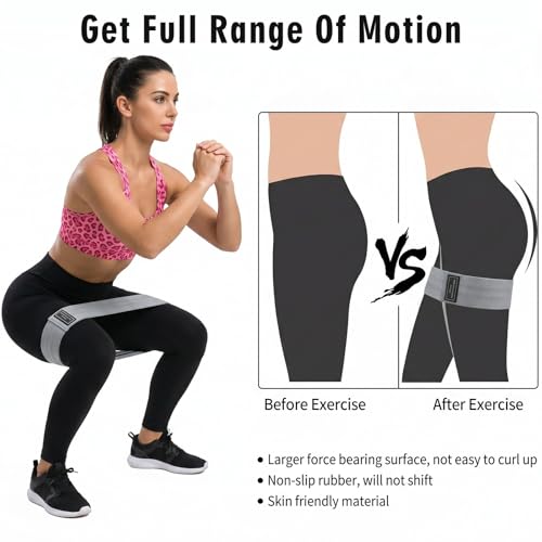12 Pcs Fabric Resistance Bands for Working Out Booty Bands for Women Men Non Slip Cloth Exercise Band for Legs Squat Hip Thigh Glute Yoga Pilates Home Gym