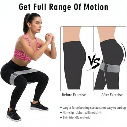 12 Pcs Fabric Resistance Bands for Working Out Booty Bands for Women Men Non Slip Cloth Exercise Band for Legs Squat Hip Thigh Glute Yoga Pilates Home Gym