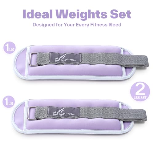 Sportneer Ankle Wrist Weights for Women Men, Pair of 1/2/4/6/10 LB Wearable Leg Arm Weights for Walking, Running, Pilates, Strength Training, Physical Therapy & Home Fitness