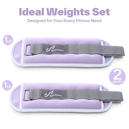 Sportneer Ankle Wrist Weights for Women Men, Pair of 1/2/4/6/10 LB Wearable Leg Arm Weights for Walking, Running, Pilates, Strength Training, Physical Therapy & Home Fitness
