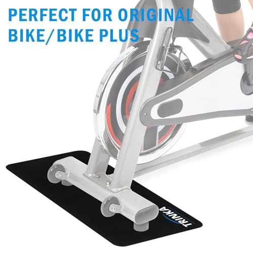2PCS Exercise Bike Mat for Carpet & Hardwood Floors, Non-Slip Workout Mat for Bike Trainer Compatible with Stationary Spin Bike, Concept 2 Rowing Machine