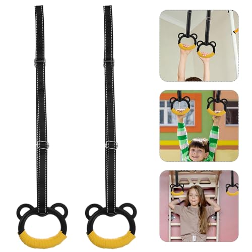 Adjustable Gymnastics Rings Set, Indoor Fitness Hanging Pull-up Rings with Non-Slip Straps for ’s Bodyweight Training and Home Exercise Equipment
