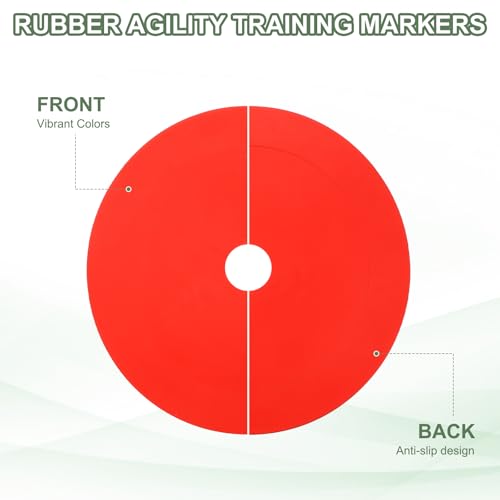 Flat Cones Spot Markers, Non-Slip Spot Marker Agility Dot Soccer Cones with Drawstring Bags - color: Red/Yellow/Orange/Green/Black/Blue