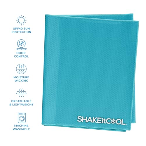 Extended Size Cooling Towel – Be Cool in Style - Heat Relief, Soft, Lightweight, Sun Protection, Easy Clean - Perfect for Biking, Hiking, Running, Yoga, Golf, Gardening - Teal M - color: Teal