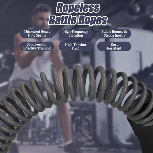 2nd Gen Ropeless Battle Ropes for Home Gym, Heavy Duty Portable Cordless Battle Ropes with Integrated Spring (No Screws), Weighted Exercise Rope for Men & Women, HIIT Workout Equipment