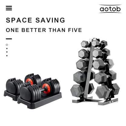 AOTOB Adjustable Dumbbell Set 25/55 Lbs (Pair) Set of 2 - color: 55lbs Black-Pair