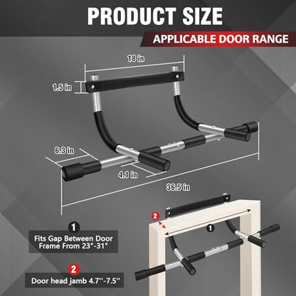 Pull Up Bar for Doorway,2 Pcs Weight Lifting Hooks,Upgrade Chin up Bar for Doorway Without Screws,- Upgraded Heavy Duty Lifting Wrist Straps for Deadlift,