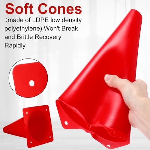 Hoteam 30 Pcs Traffic Cones Plastic Sport Agility Train - color: Red,Blue, size: 9inch