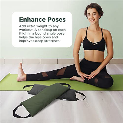 Yoga Sand Bags for Working Out - Reinforced Nylon Fabric Exercise Weight Bag with Double Handles for Secure Grip - Weighted Fitness Equipment for Yoga, Pilates & Training - Made in USA, 10 lbs