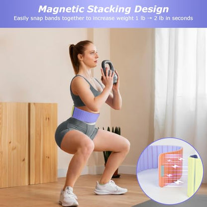 Magnetic Wrist Ankle Weights – Adjustable Ankle and Wrist Weights for Women & Men – 2 Pack (1LB Each) Stackable Magnetic Silicone Arm Bands Non-Slip, Waterproof, Easy Wear – Ideal for Pilates, Yoga, Running & Walking - color: Pink-Purple