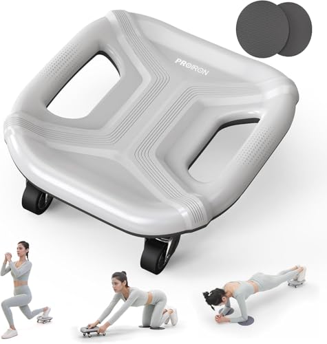 PROIRON Ab Roller with Knee Pads for Abs Workout, Multifunctional Ab Roller Wheel for Abs Workout, Abdominal Roller with Knee Pads, Abdominal Exercises Wheel, Abb Roller (Slide Fitness Trainer) - color: gray