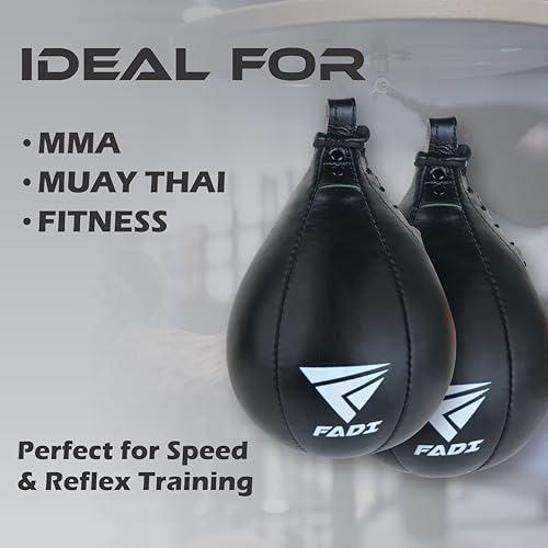 Leather Speed Bag – Boxing Training Punching Ball with Heavy-Duty Hanging Swivel for MMA, Muay Thai, Fitness, and Stress Relief