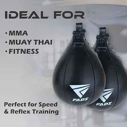 Leather Speed Bag – Boxing Training Punching Ball with Heavy-Duty Hanging Swivel for MMA, Muay Thai, Fitness, and Stress Relief