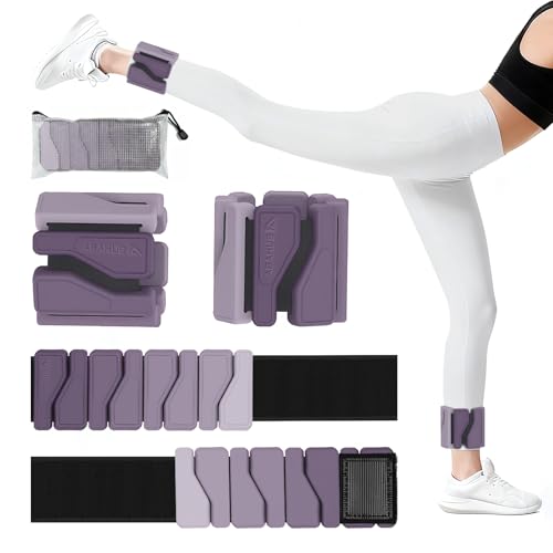 Abahub Adjustable Wrist & Ankle Weights 2Pack, Wearable Silicone Weighted Bracelet for Women, Arm Leg Weights for Home Gym Workout, Jogging, Yoga & Pilates - color: Purple, size: 2LB Pair (1LB X 2)