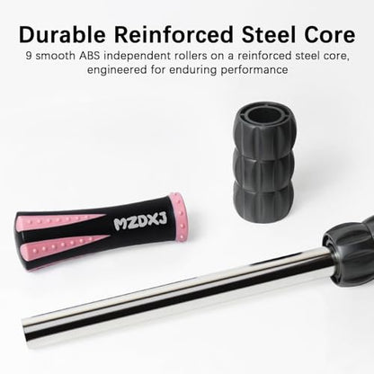 Muscle Roller Massage Roller Stick- Deep Tissue Fascia Blaster for Myofascial Pain Relief, Lymphatic Drainage & Body Sculpting, Handheld Physical Therapy & Recovery Tool (Pink black-18 inch) - color: Pink Black