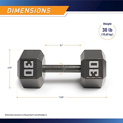Marcy Cast Iron Hex Dumbbells Collection - Available size from 3-lb to 100-lb, SOLD INDIVIDUALLY - style: 30lbs