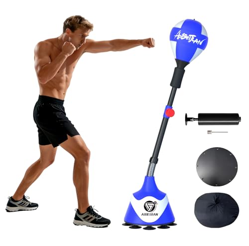 Freestanding Reflex Boxing Bag,Punching Bag with Stand,Height Adjustable,Speed Punching Ball for Adults Kids,Boxing Equipment for Home Gym - color: Blue