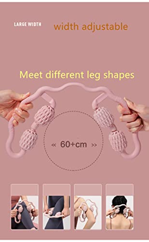 TOMOO 4 Wheels Muscle Roller Massager - 360 Circular Leg Clamps for Leg, Neck, Hand, Arm Muscle Relaxation - Indoor Sports, Yoga, Bodybuilding Equipment (Beige)