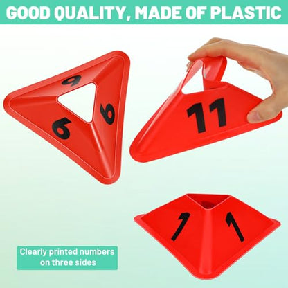 24 Pack Numbered Sports Cones, 1-24 Soccer Training Cones Flexible Agility Cone Soft Field Cone for Gym Games Sports Training Equipment