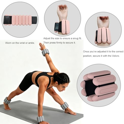 Wrist & Ankle Weights Set for Women (2pcs, 0.5kg Total), Adjustable Silicone Wearable Arm Leg Weighted Bangles, Portable Fitness Weights for Walking, Yoga, Pilates, Dance, Barre & Gym Exercise - color: Light Grey