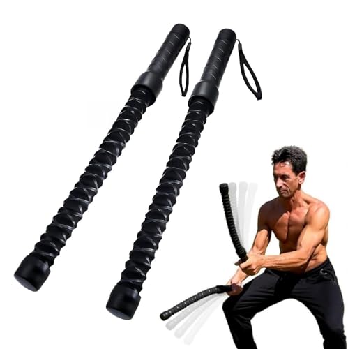 Cordless Battle Rope Set, Portable Ropeless Spring Style, 20 Inch, 1 LB Each, Full-Body Workout, Rubber Sleeve, Sweat-Resistant