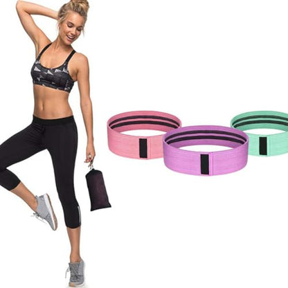 INOOMP Resistance Hip Bands Set of 3 with Anti-Slip Natural Latex, Butt Lifting and Leg Workout Fitness Bands for Squats and Glute Training with Mesh Bag and Instruction Guide