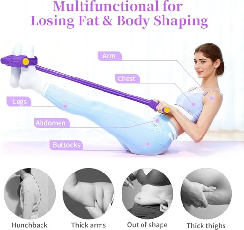 8 Tube Resistance Band with Handles,Multifunction Fitness Equipment,Durable TPE Tension Rope for Full-Body Workout, Abdomen,Waist,Arm,Leg - color: Purple