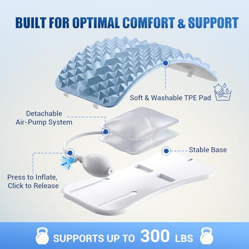 Back Stretcher for Lower Back Pain Relief, Adjustable Lumbar Support Board with Acupressure Points, Back Stretcher Board for Scoliosis, Spine Decompression Support