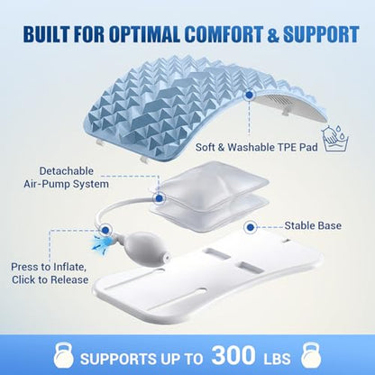 Back Stretcher for Lower Back Pain Relief, Adjustable Lumbar Support Board with Acupressure Points, Back Stretcher Board for Scoliosis, Spine Decompression Support
