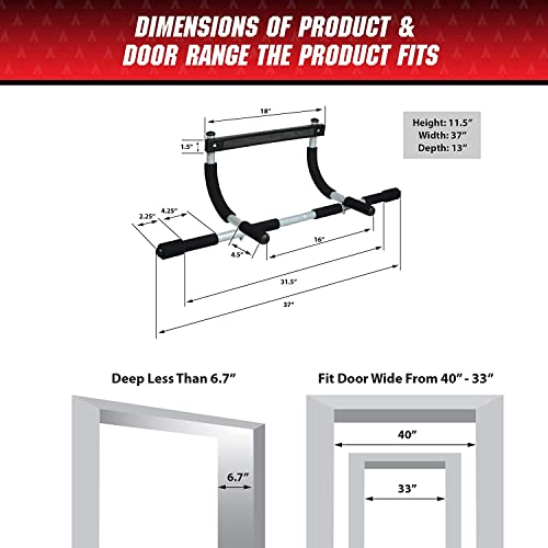 Upgrade Pull Up Bar for Doorway - Max Capacity 330 lbs, Portable Upper Body Workout Bar for Strength Training