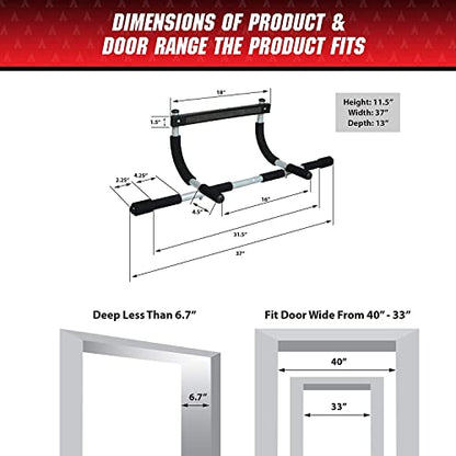 Upgrade Pull Up Bar for Doorway - Max Capacity 330 lbs, Portable Upper Body Workout Bar for Strength Training