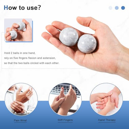 Learay 2Pcs Baoding Balls, Baoding Balls for Hand Therapy, Chinese Health Exercise Massage Balls with Carry Pouch for Stress Relief Meditation Ball(Misty-Gray/1.57 inch)