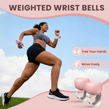 HTQ Adjustable Dumbbells, 5 in 1 Dumbbells Set Used as Barbell, Kettlebells, Jump Rope, Wrist Weights, Resistance Band, Fitness Exercises for Home Gym Suitable for Women, Pink/Green