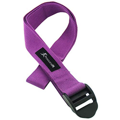 ProsourceFit Durable Cotton Cinch Buckle Yoga Strap for Stretching, Flexibility & Physical Therapy - color: Purple