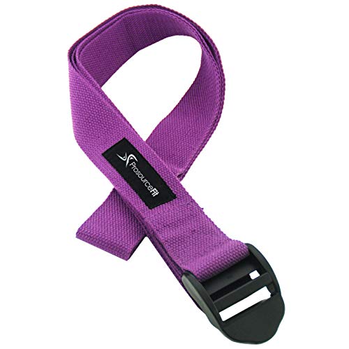 ProsourceFit Durable Cotton Cinch Buckle Yoga Strap for Stretching, Flexibility & Physical Therapy - color: Purple
