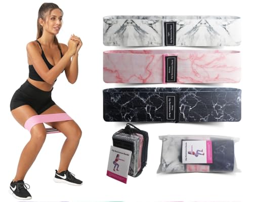 Hip Resistance Bands for Women & Men – Set of 3 Non-Slip Fabric Booty Bands for Squats, Glutes, Legs & Home Workouts – Multiple Resistance Levels