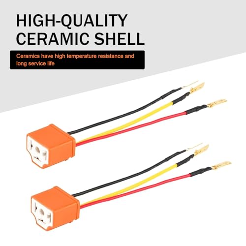 2PCS H4 HB2 9003 Wiring Harness Headlight Socket, 16AWG Headlight Connector, Headlight Fog Light Retrofit Car Accessories, for Car, Boat (Orange)