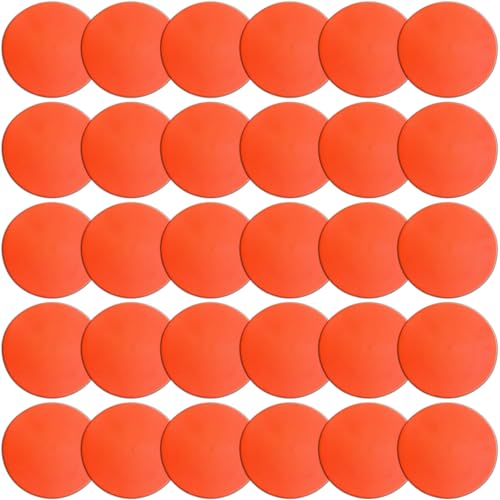 Poly Spot Markers 4 inch/9 inch Non-Slip Rubber Agility Training Markers Floor Dots Flat Field Cones for Football, Soccer, Basketball, School Exercise Drills, Dance Practice - style: 9 inch 30 Pcs Orange Red (TPE)