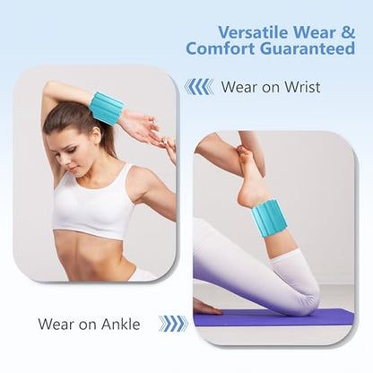Wrist and Ankle Weights for Women & Men 2 Pack (1lb Each), Adjustable Silicone Wearable Arm & Leg Weights for Pilates, Gym, Yoga, Cardio, Strength Training - color: Magnetic Blue