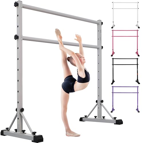 Adjustable Ballet Barre,Portable Dance bar,Fitness Equipment for Dance & Balance Excercise,Super Sturdy for Balance Workout,Weight Limit 250 LBS - color: Silver, style: Steel Cross Bar
