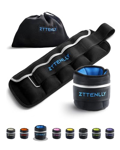 Adjustable Ankle Weights 1-5/10/15/20LBS Pair with Carry Bag - Breathable Fabrics, Reflective Trim - Strength Training Leg Wrist Arm Ankle Walking Weights Sets for Women Men Kids - color: Blue, size: 5 lbs Pair (2.5 lbs Each)