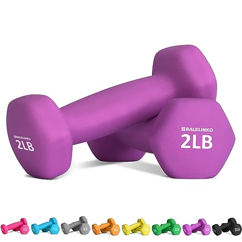 Balelinko Home Gym Equipment Workouts Strength Training Weight Loss Pilates Yoga Dumbbell Set, Weights for Women, Men, Seniors and Youth - color: Purple, style: 02-Pound,Pair