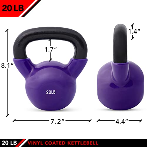JFIT Kettlebell Weights Vinyl Coated Iron - style: 20lb (Purple)