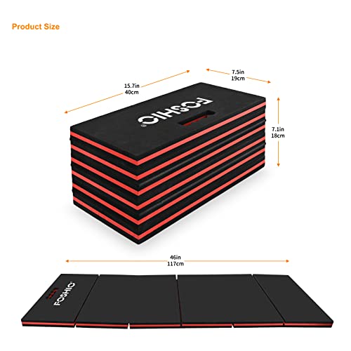 FOSHIO Foldable EVA Mat with Carrying Handles - Thick Kneeling Mat for Mechanics, Garage, Picnicking, Gardening, Camping, Home Gym - color: Red