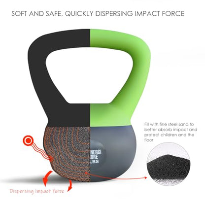 ENERGI CORE Kettlebell - Sand Filled Weight for Home Gym Workouts & Strength Training - Portable Exercise Kettle Bell for Women & Men