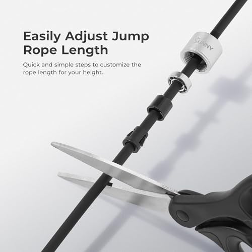 Sunny Health & Fitness Exercise Jump Rope for Fitness, Lightweight & Portable Skipping Rope with Durable Handles & Adjustable Exercise Rope